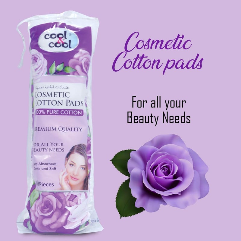 Cool & Cool 100% Pure Cotton Cosmetic Pads - 80 Count - Image 3